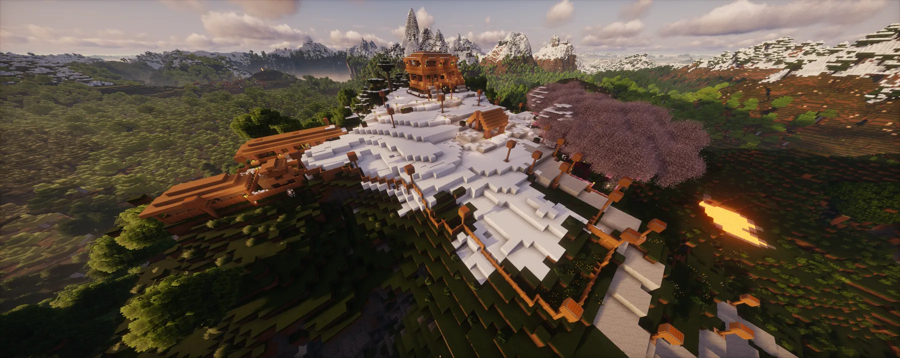Snowy area and builds in the TrainDontStop Minecraft server world.